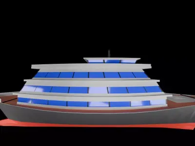 passenger transport low poly ship Low-poly 3D model