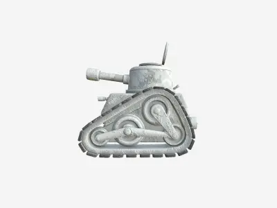 War Tank Cartoon A07 Snow Camouflage - Military Vehicle Low-poly 3D model