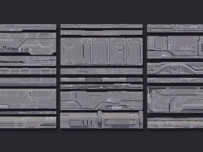 Sci-Fi Architecture Panels Pack vol 02-PBR 3D model