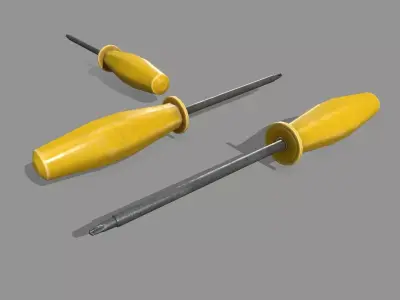 screwdriver pair of screwdrivers Low-poly 3D model