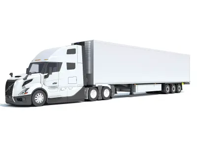 2024 Semi Truck with Refrigerator Trailer 3D model