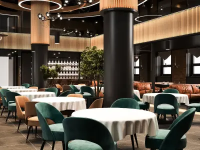 Full 3D scene restaurant industrial design 3D model