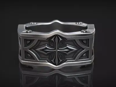 Gothic Cross Pattern Medieval Heraldic Lily Band 3D print model