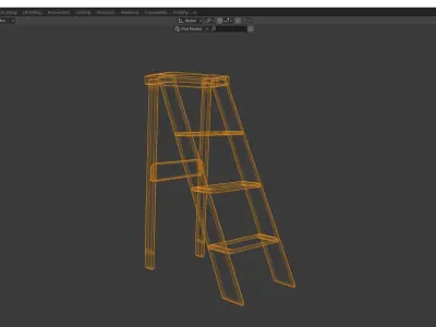 Old dusty wooden steps 3D model