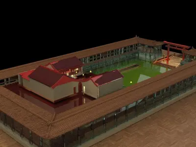 Chinese ancient house  3D model 6