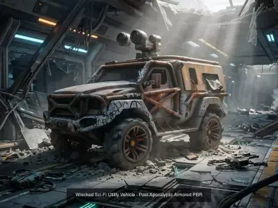 Sci-Fi Post-Apocalyptic Vehicles Mega Pack - 9 Game-Ready PBR