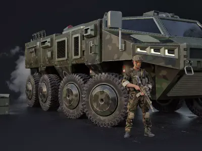 APC - 8X8 Woodland Camo Version 3D model