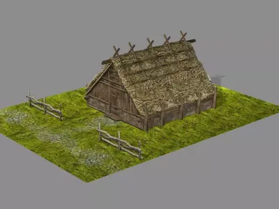 Medieval Viking House 02 Game Ready Low-poly 3D Model Low-poly 3D model