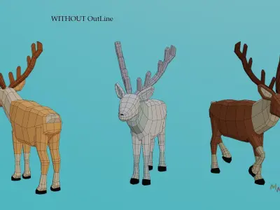 Low Poly Cartoon Deer Low-poly 3D model