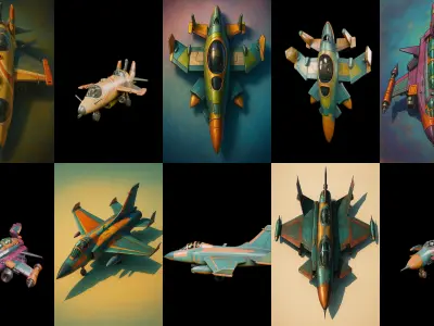 AirCraft bundle 7 pack 100 glb Low-poly 3D model