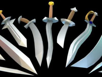 50 Lowpoly 3D Swords CC0 Free low-poly 3D model