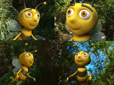 Bee cartoon character 3D 3D model