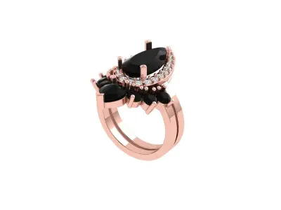 Pear Solitaire Ring Bridal set 3D print model