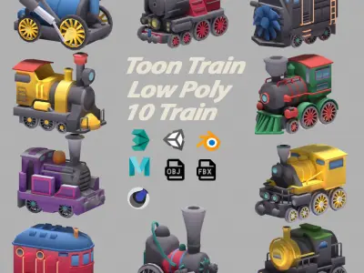 Toon Train Low-poly 3D model