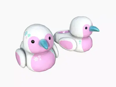 Slippers J08 Flowers Bird - Costume Character Design Low-poly 3D model