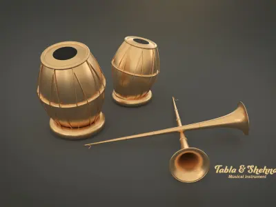 Tabla and Shehnai 3D model 3D model