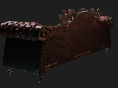 old leather sofa Low-poly 3D model