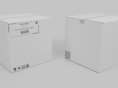 White Cardboard Box R-444 - Rigged and Customizable Low-poly 3D model