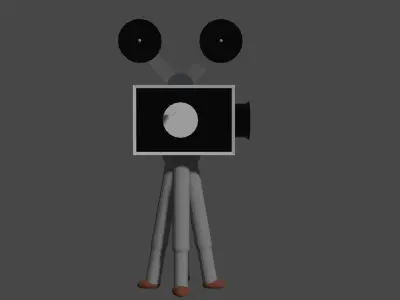 cinema camera of very old times low-pole game ready Low-poly 3D model