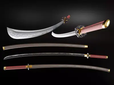 Katana samurai sword 3D model get