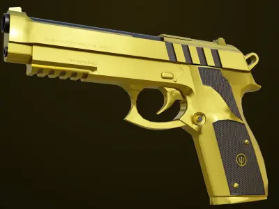 Golden Pistol 01 Generic All PBR Unity UE Textures Included Low-poly 3D model