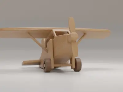 Wooden Airplane Toy - Small Aircraft Low-poly 3D model