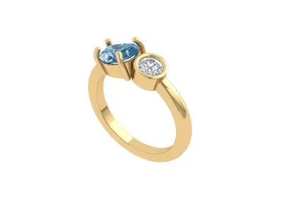 Solitair 2 Stone Ring 3D print model buy