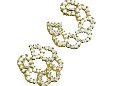 Antique Crystal Round Diamond Stud Earring 3D print model