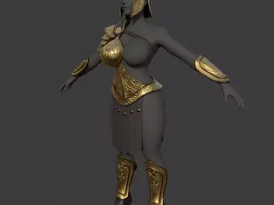Warrior empire ARMOR FULL SET for female Low-poly 3D model