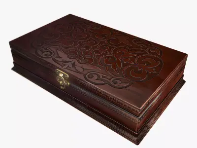 Antique wooden box Low-poly 3D model