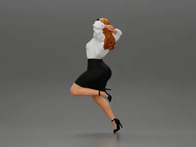 Sexy Secretary posing With Kneeling On An Office Chair 3D print model