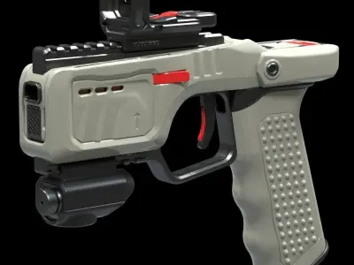 Sci-fi One round laser pistol 3D model