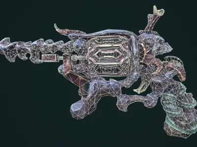 Stylized undead revolver Low-poly 3D model