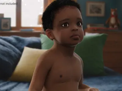 African Baby Boy Wearing Diaper Sitting 3D model