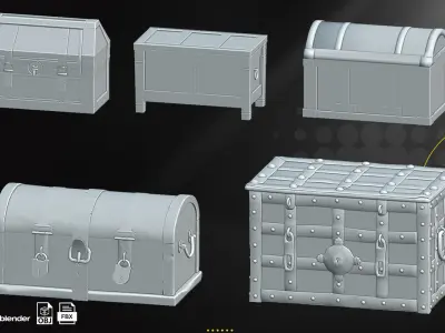 25 Medieval Chest Vol1   Low-poly 3D model
