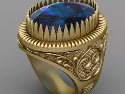 Antique Gents Signet Ring 3D print model shop