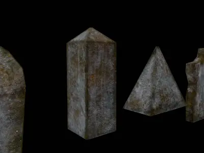 Cemetery gravestone set 18 units Low-poly 3D model