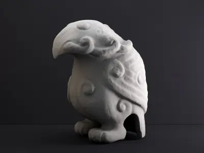 Chinese ancient jade carving eagle eating snake 3D print model