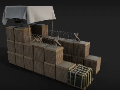 Military Sructure post Low-poly 3D model