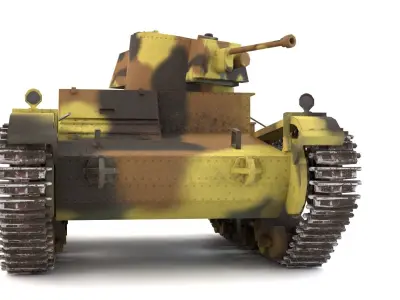 English Vickers 7TP tank PBR Game Ready VR AR low-poly 3d model Low-poly 3D model