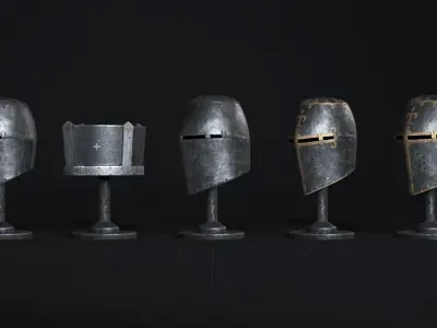 Medieval Helmet Pack 01 Low-poly 3D model