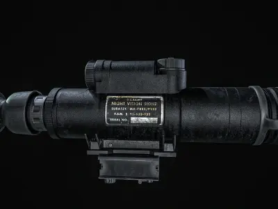 AN PVS 2  Night Vision Scope  With Mount  Low-poly 3D model