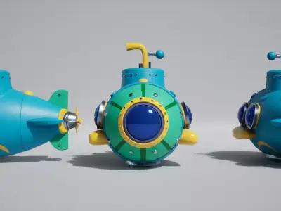 Toy Futuristic Submarines Pack LowPoly Low-poly 3D model