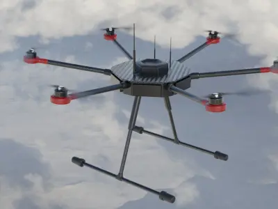Hexacopter heavy drone UAV model Low-poly 3D model
