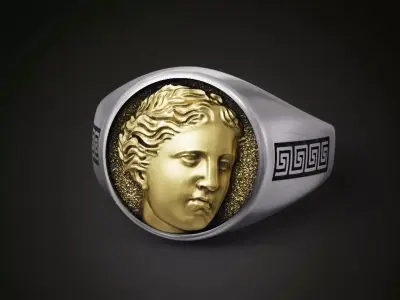 Greek godess ring for women 3D print model
