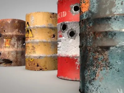 Game Ready Drum Barrels Low-poly 3D model