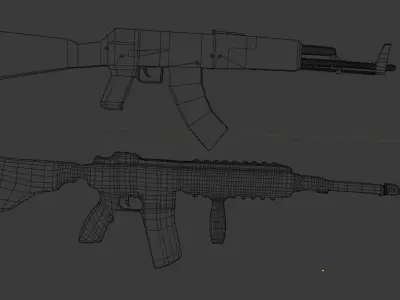 AK47 and M416 Free 3D model