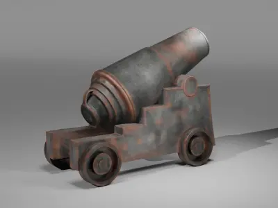 Gun cannon 3d free low poly Free low-poly 3D model