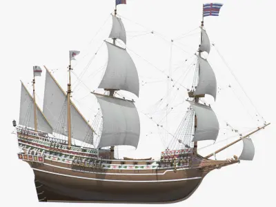 English Galleon HMS Revenge 1577 3D model