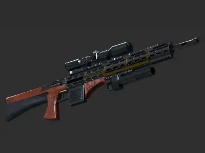 Assault rifle Low-poly 3D model get